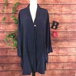 Ulla Popken Jacket Plus 24 26 Navy Blue Silk Career/Wedding/Church NWOT